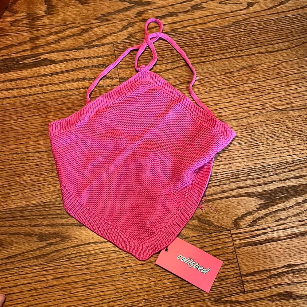 Edited Harlow Knitted Open-back Top Pink